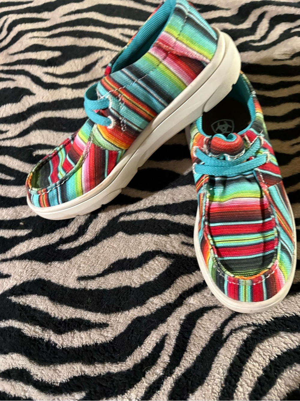 Ariat Kids Teal Multicolor Striped Canvas Sneakers